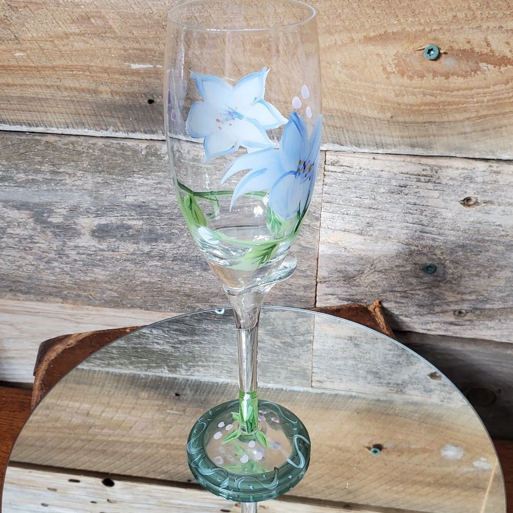 Handpainted Tulip Champagne Glass #1